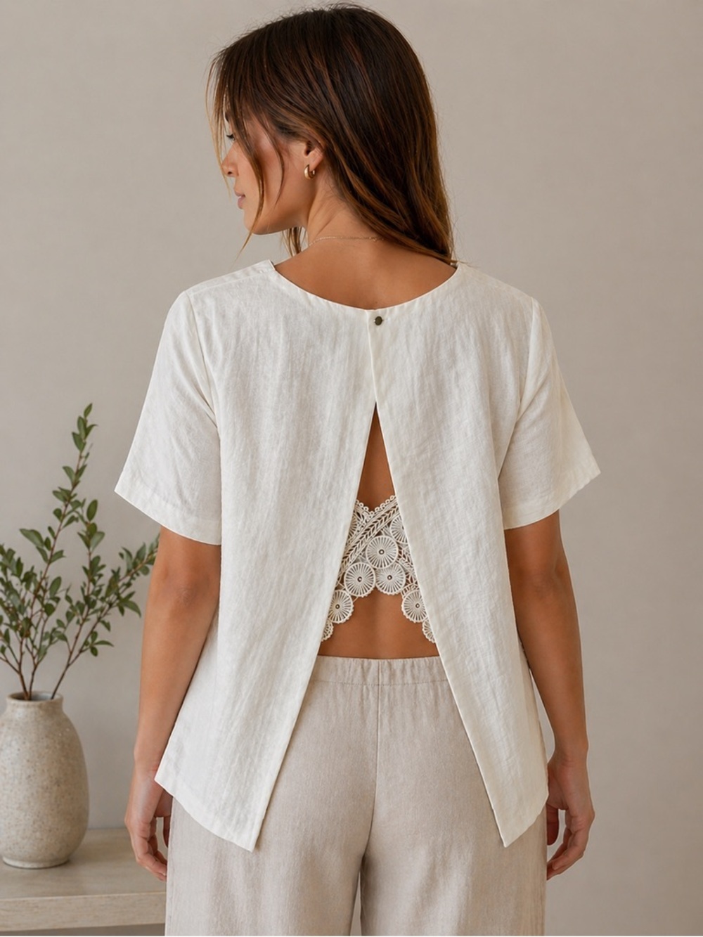 SUNCOO Paris Lia Blouse T1 Ivory Layered Open Back Top French Designer